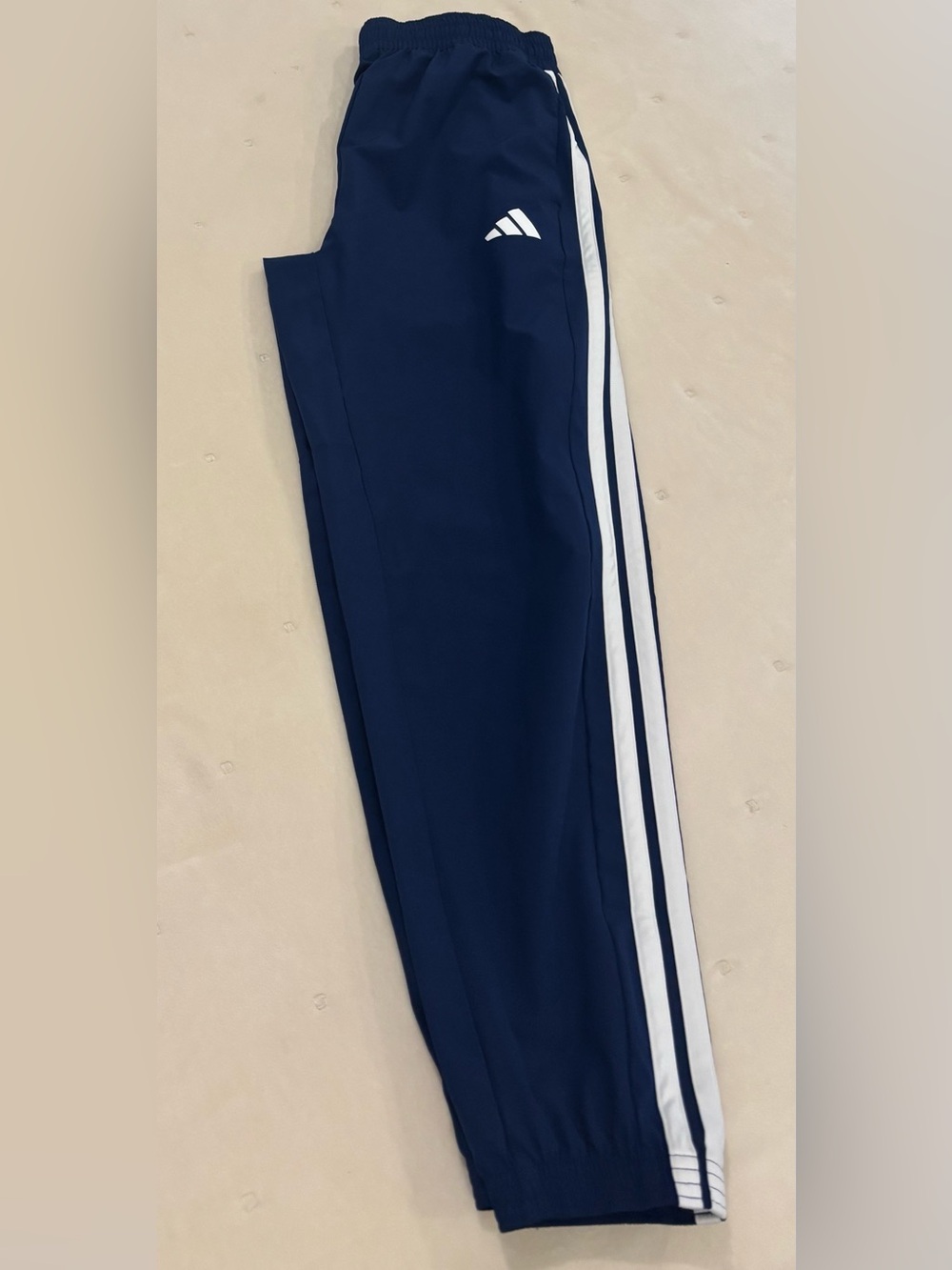 adidas Navy and White Kids Track Pants with Side Stripes